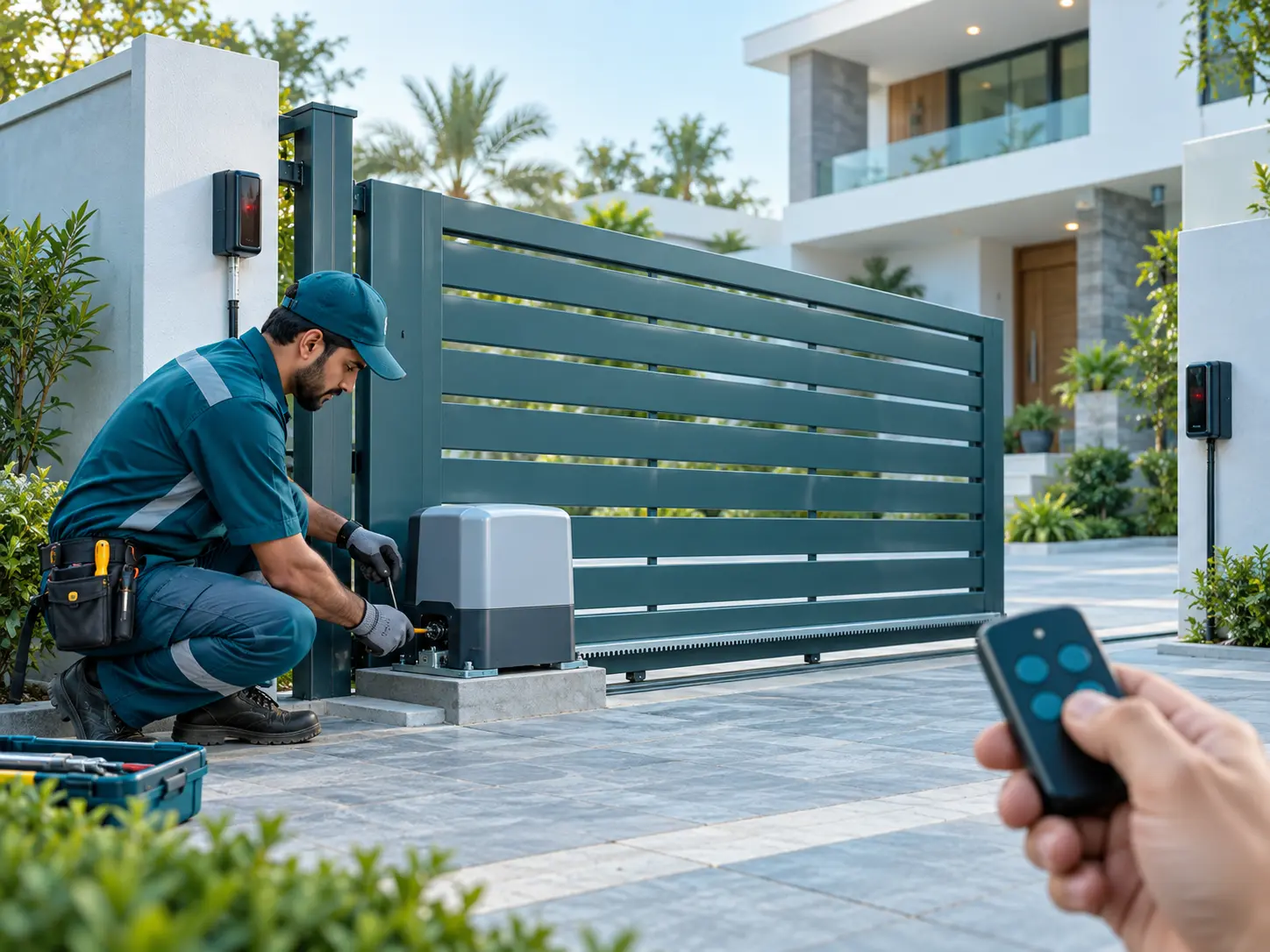 Automatic gate motor installation